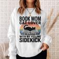 Women's Book Mom Cat Lover Reading With My Felline Sidekick Sweatshirt Gifts for Her