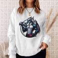 キュートでかわいいグラフィックのドラゴンが筋肉質のシックスパックを表示 長袖tシャツ スウェットシャツ 彼女への贈り物