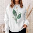 スズラン植物アートペインティングtシャツ スウェットシャツ 彼女への贈り物