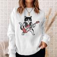 ベースギターを弾く 面白い ロック猫 バンド ミュージシャン ベーシスト 動物 スウェットシャツ 彼女への贈り物