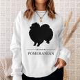 ポメラニアンブラックシルエット 長袖tシャツ スウェットシャツ 彼女への贈り物