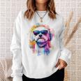 マルチーズ 犬 グラフィック ペット アートワーク サングラス マルチーズ スウェットシャツ 彼女への贈り物