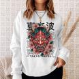 日本悪魔 般若 鬼 鬼 仮面 妖怪鬼 鬼 仮面 長袖tシャツ スウェットシャツ 彼女への贈り物