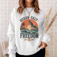 海 塩 自由 沿岸 愛国的 ワシ レトロ 夕日 長袖tシャツ スウェットシャツ 彼女への贈り物