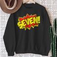 Boy Seven Superhero Comic Book Hero 7th Birthday Boy 7 Years Sweatshirt Gifts for Old Women