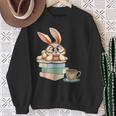 Bunny With Books And Coffee Reading Booknerd Bookish Easter Sweatshirt Gifts for Old Women