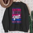 Caution Iwing Both Ways バイセクシャル プライド ジョーク スウェットシャツ 年配の女性への贈り物