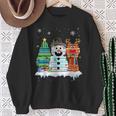 Christmas Tree Snowman Reindeer Book Stack Tee Librarian Sweatshirt Gifts for Old Women