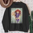 The Crimson Crescent 90s Retro Comic Book Superheroine Art Sweatshirt Gifts for Old Women