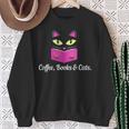 Cute Kitty Face Coffee Books & Cats Sweatshirt Gifts for Old Women