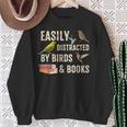 Easily Distracted By Birds & Books Vintage Birder Sweatshirt Gifts for Old Women