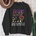 Easily Distracted By Music And Books For Book Lovers Sweatshirt Gifts for Old Women
