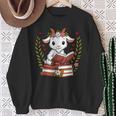 Goat Reading Book Graphic Goat With Book Floral Sweatshirt Gifts for Old Women