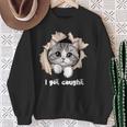 I Got Caught 子猫かわいい 長袖tシャツ スウェットシャツ 年配の女性への贈り物