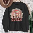 Library Book Fair Queen Vibe Groovy Retro School Reading Sweatshirt Gifts for Old Women