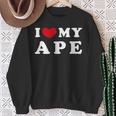 I Love My Ape アイ・ラブ・マイ・エイプ、アイ・ハート・マイ・エイプ 長袖tシャツ スウェットシャツ 年配の女性への贈り物