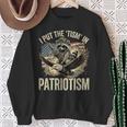 I Put The Tism In Patriotism Athletic Eagle Raccoon Usa Flag Sweatshirt Gifts for Old Women