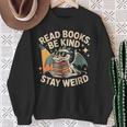 Read Books Be Kind Stay Weird Book Dragon Skeleton Reading Sweatshirt Gifts for Old Women