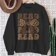 Read Coquette Bow Retro Western Groovy Leopard Reading Sweatshirt Gifts for Old Women