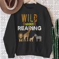 Wild About Reading Books Zoo Animals Love Book Reading Sweatshirt Gifts for Old Women