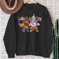 アメリカ・タイ国旗 誇り高いタイ系アメリカ人のルーツ タイ系アメリカ人の遺産 長袖tシャツ スウェットシャツ 年配の女性への贈り物