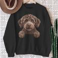 ブラウン ラブラドゥードル かわいい 覗き見 落書き 子犬 犬 長袖tシャツ スウェットシャツ 年配の女性への贈り物
