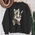 面白いtシャツ シベリアンハスキー 犬 ギター イヌ メンズ グッズ かわいい おもしろ 面白い 服 ネタ スウェットシャツ 年配の女性への贈り物