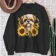 面白いtシャツ シーズー ひまわり わんこ メンズ 犬好き グッズ かわいい おもしろ 面白い 服 ネタ 長袖tシャツ スウェットシャツ 年配の女性への贈り物