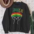 面白い猫 ユーモア ラスタ Jamaicat ジャマイカ 旗 かっこいい 男 猫 スウェットシャツ 年配の女性への贈り物