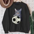 面白い猫サッカーボールグラフィック子猫のスポーツ愛好家のコスチューム スウェットシャツ 年配の女性への贈り物