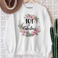 101歳＆ファビュラスフラワーパーティー 101歳の誕生日おめでとう 長袖tシャツ スウェットシャツ 年配の女性への贈り物