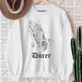 Albrecht Dürer Durer クリスチャンアート 祈りの手 ホワイト スウェットシャツ 年配の女性への贈り物