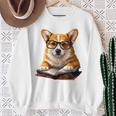 Cute Dog Corgi Reading Book Sweatshirt Gifts for Old Women