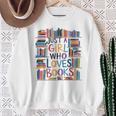 Just A Girl Who Loves Books Bookshelf Female Book Lovers Sweatshirt Gifts for Old Women