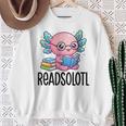 Readsolotl Cute Axolotl Reading Book Kawaii Pink Aesthetic Sweatshirt Gifts for Old Women
