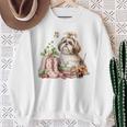 Shih Tzu Dog Garden Collections Books And Strawberries Sweatshirt Gifts for Old Women