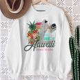 Sunset Beach Hawaii、サーフィンサーフボードレトロ、バックプリント 長袖tシャツ スウェットシャツ 年配の女性への贈り物