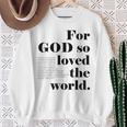 クリスチャン ジョン 3 16 18 Godo Loved The World 聖書の一節 長袖tシャツ スウェットシャツ 年配の女性への贈り物