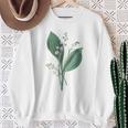 スズラン植物アートペインティングtシャツ スウェットシャツ 年配の女性への贈り物