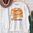 ホットケーキ パンケーキ Pancakes バター はちみつ イラスト 喫茶店 洋菓子 レトロ 水彩 綺麗 かわいい スウェットシャツ 年配の女性への贈り物