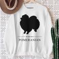 ポメラニアンブラックシルエット 長袖tシャツ スウェットシャツ 年配の女性への贈り物