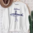 レトロな魚モチーフのガールイラスト シンプルな海風アートデザイン スウェットシャツ 年配の女性への贈り物