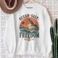 海 塩 自由 沿岸 愛国的 ワシ レトロ 夕日 長袖tシャツ スウェットシャツ 年配の女性への贈り物
