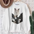 猫好き ラグドール 猫 ポケット入り スウェットシャツ 年配の女性への贈り物