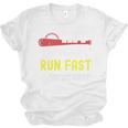 Hit Hard Run Fast Turn Left Baseball Quote Fan Coach Premium Tri-Blend Unisex Jersey T-Shirt