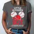 Little Slugger Boy Coming Soon Baby Announcement Baseball Unisex Jersey T-Shirt Little Slugger Boy Coming Soon Baby Announcement Baseball Unisex Jersey T-Shirt