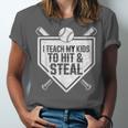 I Teach My Kids To Hit & Steal Baseball Player Coach Dad Tee Unisex Jersey T-Shirt