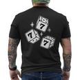 777 ラッキーダイス エンジェルナンバー ブラックワーク メンズTシャツ バックプリント