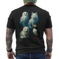 Arctic Animals コラージュ シロフクロウ キツネアザラシ ツノメ メンズTシャツ バックプリント