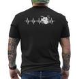 Drums Heartbeat ドラマー&パーカッショニスト音楽愛好家向け メンズTシャツ バックプリント